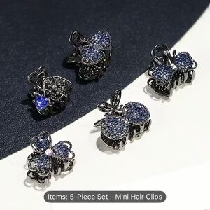 Elegant Blue Mini Hair Clips Set